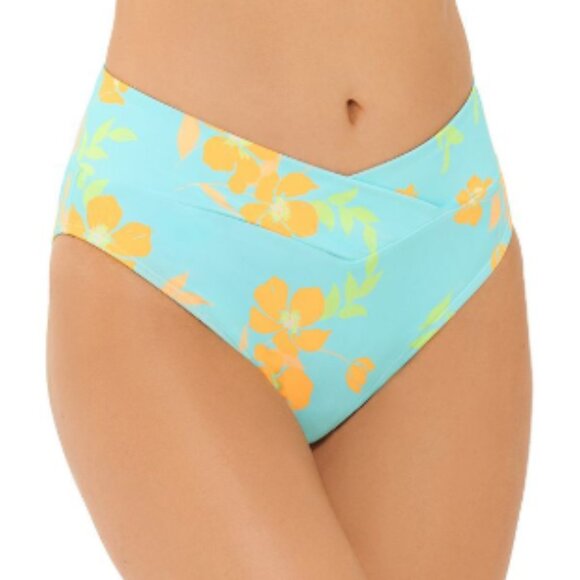 Ninety-Nine° Juniors' High-Waist Cheeky Swim Bottoms Seafoam floral XXL  NWT - Picture 2 of 8